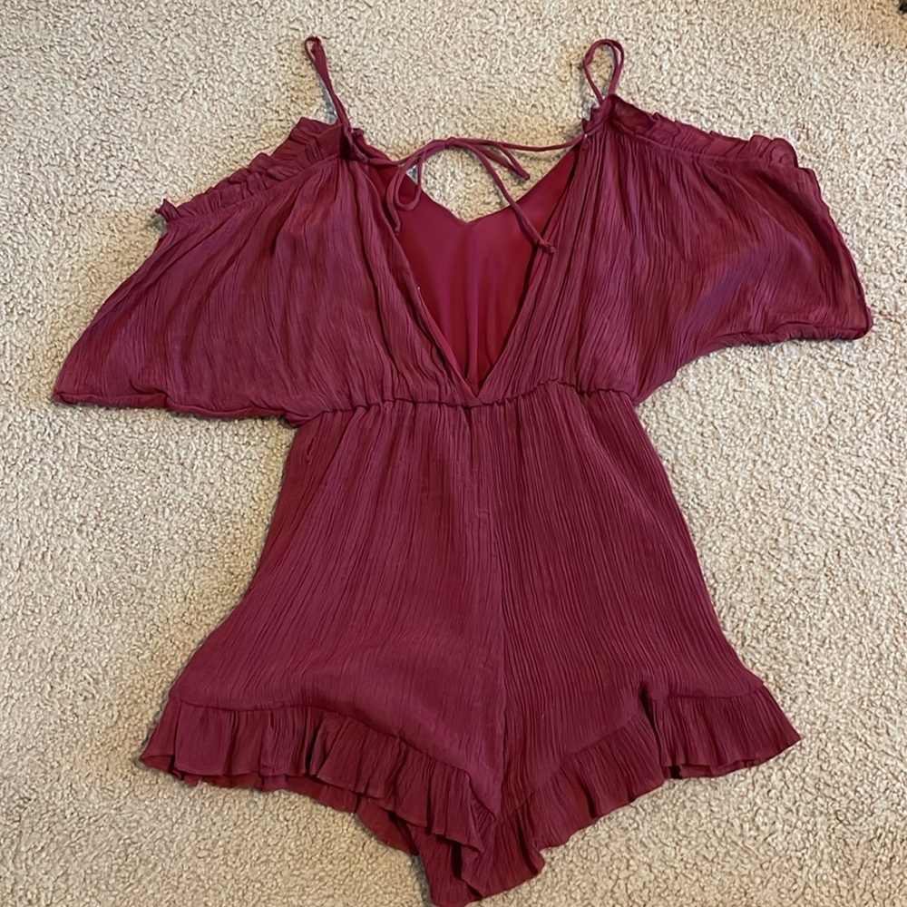 Maroon Ruffle Romper - Picture 3 of 3
